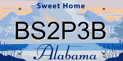 BS2P3B Alabama License Plate