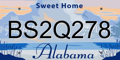 BS2Q278 Alabama License Plate