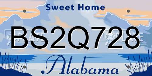 BS2Q728 Alabama License Plate
