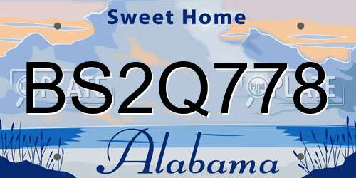 BS2Q778 Alabama License Plate