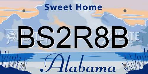 BS2R8B Alabama License Plate