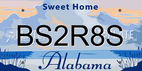BS2R8S Alabama License Plate