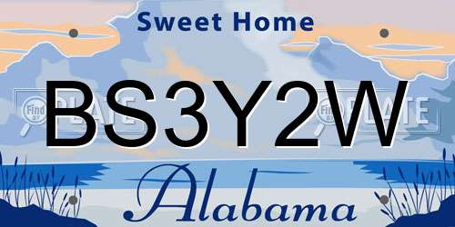 BS3Y2W Alabama License Plate