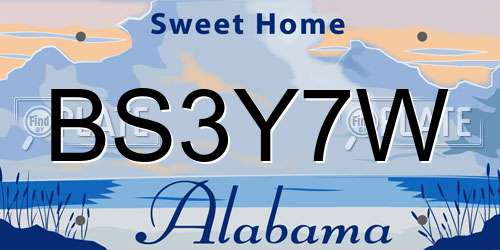 BS3Y7W Alabama License Plate