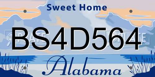 BS4D564 Alabama License Plate