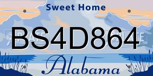 BS4D864 Alabama License Plate