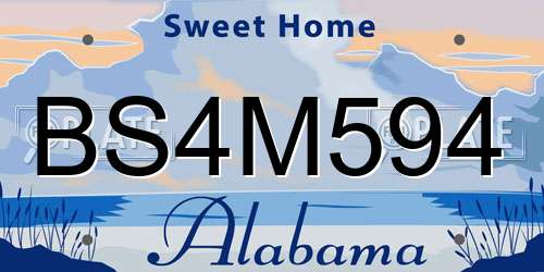 BS4M594 Alabama License Plate