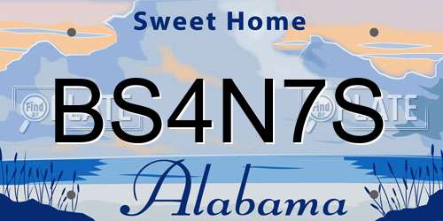 BS4N7S Alabama License Plate