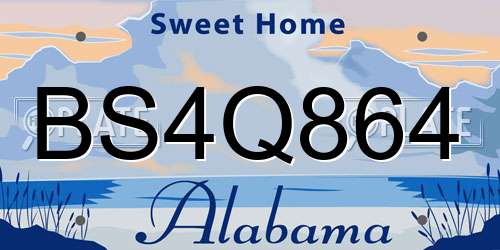 BS4Q864 Alabama License Plate