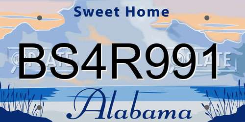 BS4R991 Alabama License Plate