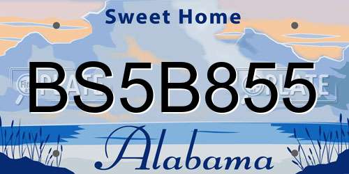 BS5B855 Alabama License Plate