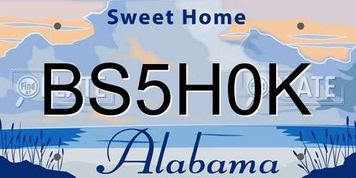 BS5H0K Alabama License Plate