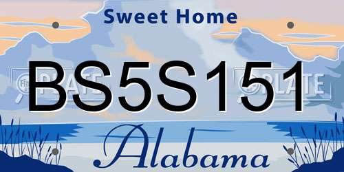 BS5S151 Alabama License Plate