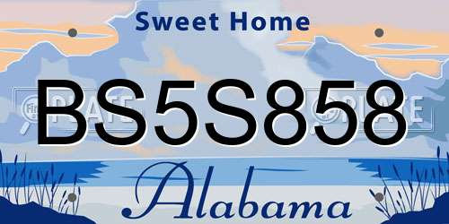 BS5S858 Alabama License Plate