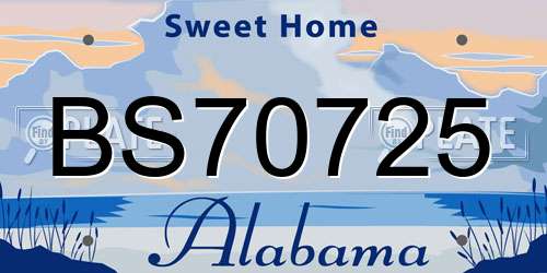 BS70725 Alabama License Plate