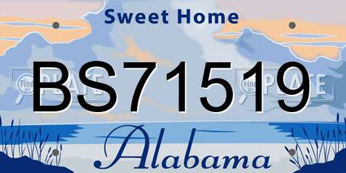 BS71519 Alabama License Plate