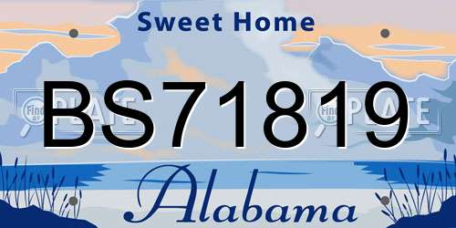 BS71819 Alabama License Plate