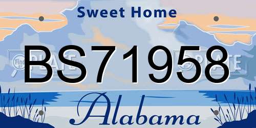 BS71958 Alabama License Plate