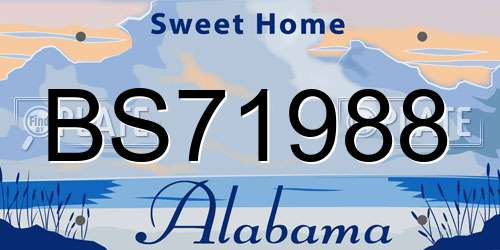 BS71988 Alabama License Plate
