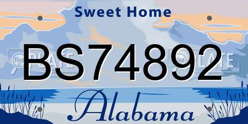 BS74892 Alabama License Plate