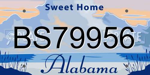 BS79956 Alabama License Plate