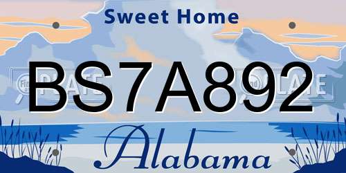 BS7A892 Alabama License Plate