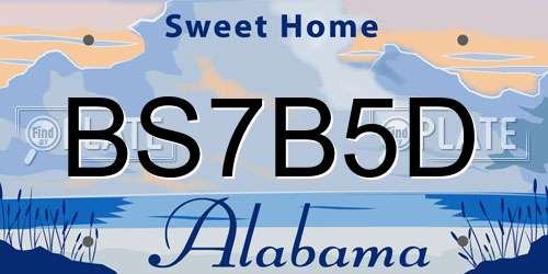 BS7B5D Alabama License Plate