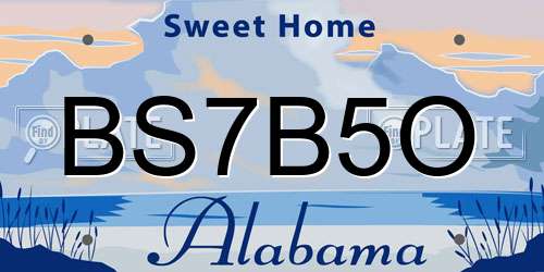 BS7B5O Alabama License Plate