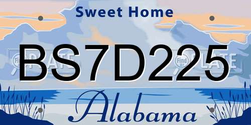 BS7D225 Alabama License Plate