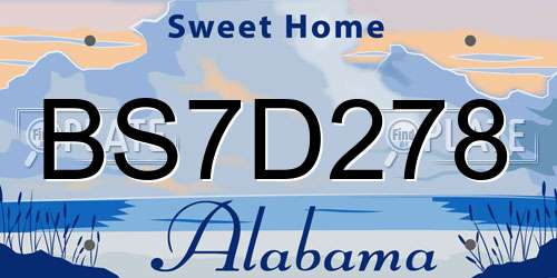 BS7D278 Alabama License Plate