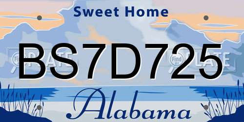 BS7D725 Alabama License Plate