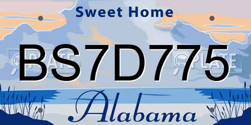 BS7D775 Alabama License Plate