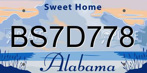 BS7D778 Alabama License Plate