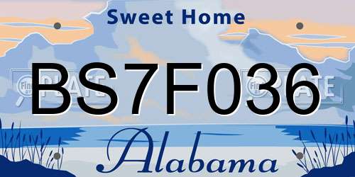 BS7F036 Alabama License Plate