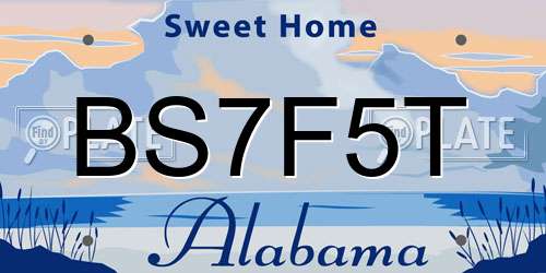 BS7F5T Alabama License Plate