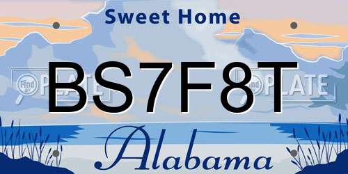 BS7F8T Alabama License Plate