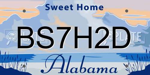 BS7H2D Alabama License Plate