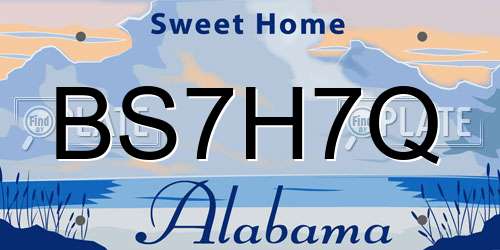 BS7H7Q Alabama License Plate
