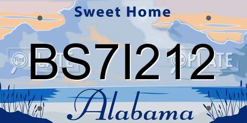 BS7I212 Alabama License Plate