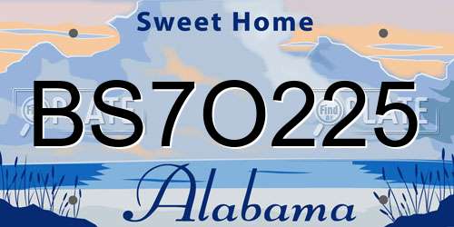 BS7O225 Alabama License Plate