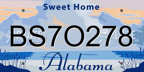 BS7O278 Alabama License Plate