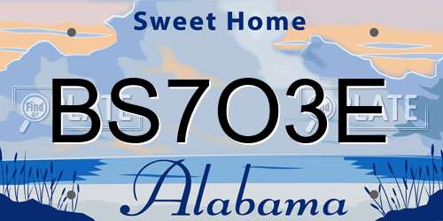 BS7O3E Alabama License Plate