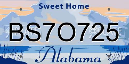 BS7O725 Alabama License Plate