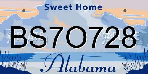 BS7O728 Alabama License Plate