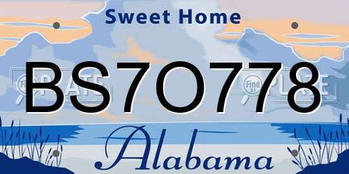 BS7O778 Alabama License Plate