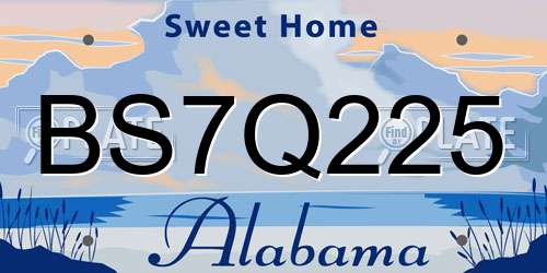 BS7Q225 Alabama License Plate