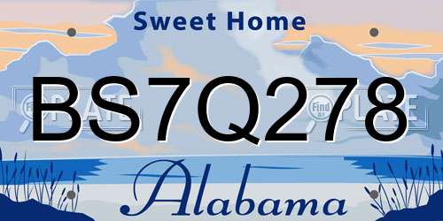 BS7Q278 Alabama License Plate