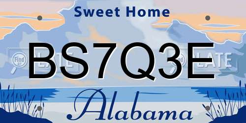 BS7Q3E Alabama License Plate