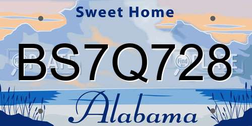 BS7Q728 Alabama License Plate