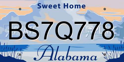 BS7Q778 Alabama License Plate